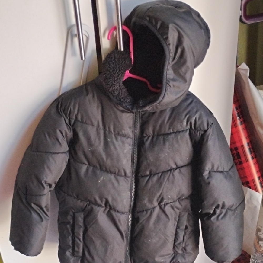 Swiss Tech Black Puffer Jacket with Hood and Insulation